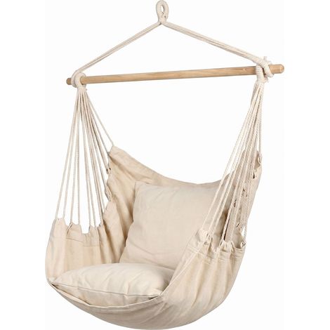 Marvin Amaca Poltrona Sospesa da Giardino Qatar Patio Sedia a Dondolo Seduta Imbottita con cuscini, da Appendere 100X130CM Beige (1/4)