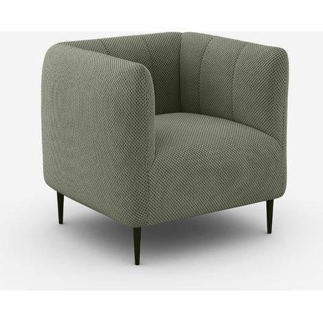 Poltrona pozzetto imbottita effetto velluto per salotto Aprica - Verde (1/5)