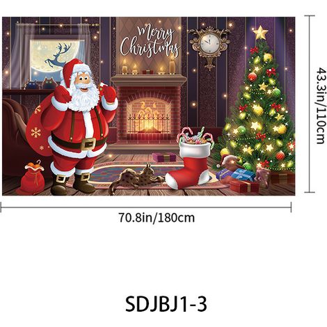 Décoration de Noël style 2025, bannière de cour, articles de fête de Noël, toile de fond photo - 110 x 180 cm - QW-1