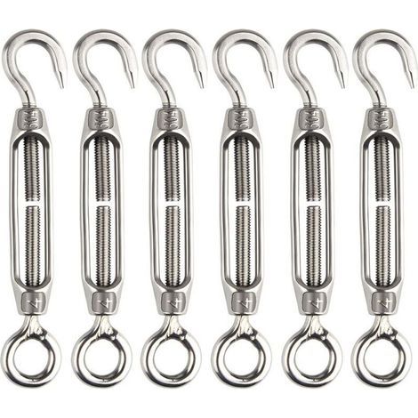 6 Pcs Adjustable Stainless Steel M4 Wire Turnbuckle Hook and Eye Set Heavy Duty-LIAIKI (1/5)
