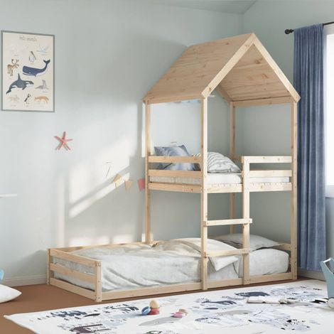 Etagenbett mit Dach 80x200 cm Massivholz Kiefer vidaXL (1/5)