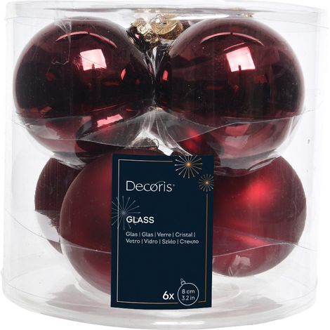 Bola Navidad cristal rojo 8 cm Set de 6 piezas (1/2)