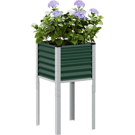 Jardinera de jardín verde 45x45x88 cm acero (1/5)