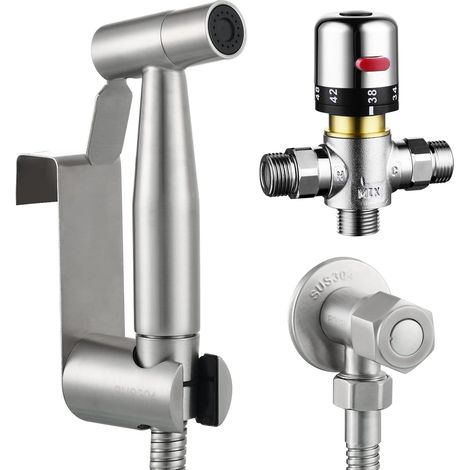 Robinet Bidet Pulvérisateur Acier Inoxydable Kit Douche Hygiénique Douches Bidet Main Avec Mélangeur Thermostatique Chaud et Froid WS024F1A (1/5)