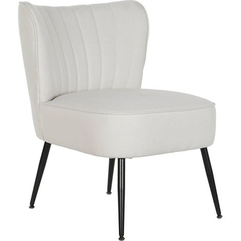 Fauteuil élégance moderne polyester beige et métal noir - Beige sable sur métal noir (1/5)
