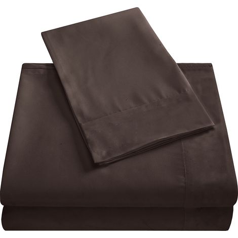 Draps De Lit - Ensemble 3 Pièces - Taille Twin - Poche Profonde - Microfibre - Café (1/5)