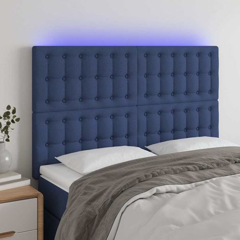 vidaXL Cabecero con luces LED tela azul 144x5x118/128 cm (1/5)