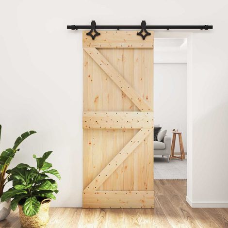 vidaXL Porta scorrevole Naturale e Nero 85 x 210 cm