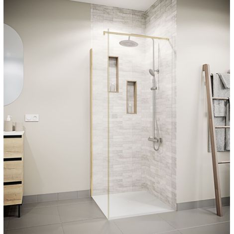 Pannello laterale 90×180cm per porta doccia - Vetro temperato 5 mm - Finitura Oro Dorato Spazzolato