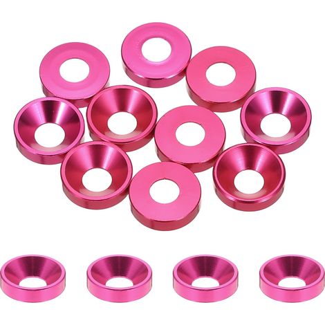 10 Pièces Rondelles à Tête Fraisée, Rondelles de Tasse M4 x 10 mm, Rondelle Fraisée, Rondelle Boulon En Aluminium Pour vis à tête, tige filetée, Accessoires, Rose fuchsia (1/5)