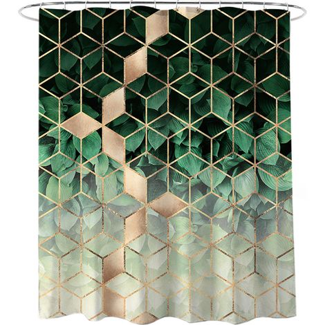 Rideau De Douche - En Polyester Imperméable - Séchage Rapide - Motif Géométrique - 180 X 180 Cm - 1 Pièce (1/5)