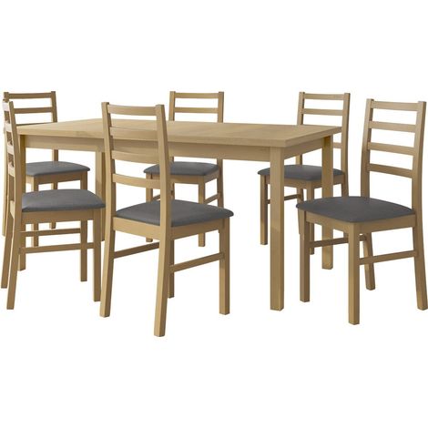 Conjunto de mesas y sillas para comedor Victorville 261, Roble Sonoma, 76x92x160cm, Diámetro: 0, Número de asientos: 4, Estilo: Contemporary