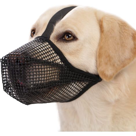 Museruola per cani, in morbida rete, adatta a razze di piccola, media e grande taglia come Labrador e Pastore Tedesco, traspirante e regolabile, ideale per chi ama masticare. (1/5)