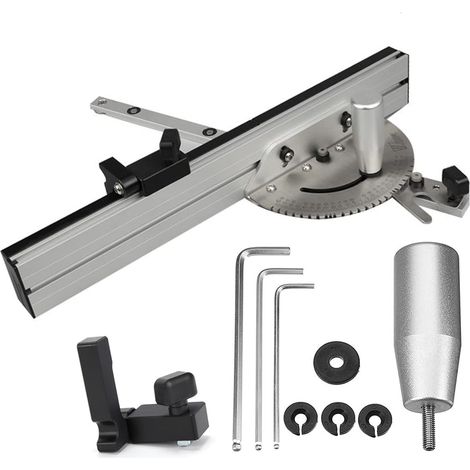 Gehrungslehre Winkelanschlag Hochgenaue Tischkreissäge Kit mit verstellbarem Flip-Stop 450mm (1/5)