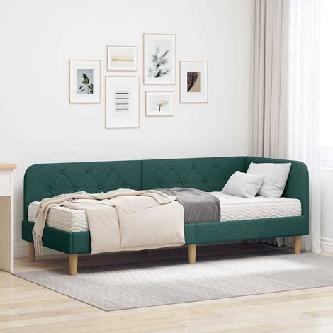 Eckbettgestell Dunkelgrün 80 x 200 cm Stoff