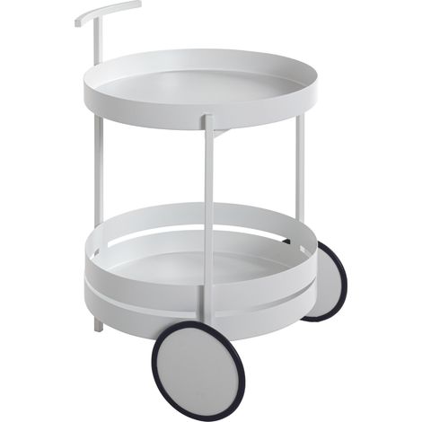 Chariot de cuisine, desserte en métal coloris blanc - diamètre 42 x hauteur 62 cm (1/5)