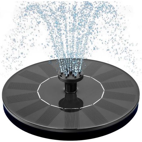 Fontaine solaire indépendante 1,4W, pompe flottante avec 6 buses, débit 150 L/h, hauteur d’eau 50 cm, panneau solaire intégré, adaptée pour bassin, jardin, piscine et bain d’oiseaux (1/5)
