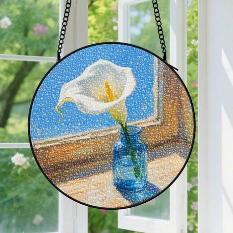 Suspension en vitrail, attrape-soleil coloré artistique, décoration porte jardin, cadeau Fête des Pères, Anniversaire pour homme, femme, maman 9cm (1/5)