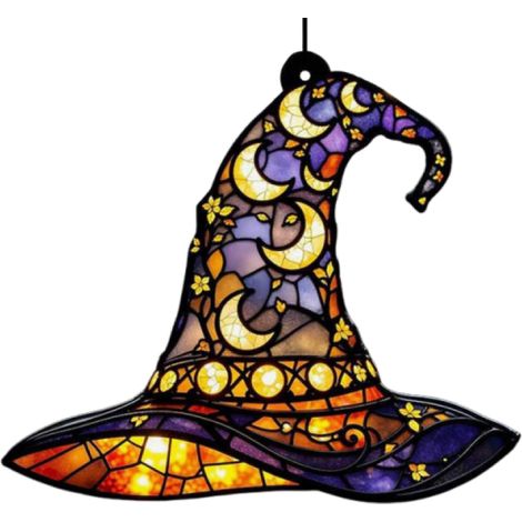 Irovami Pendentif en cristal pour sorcière au clair de lune, décoration murale en acrylique, cadran solaire, décoration de Noël pour la maison (1/2)