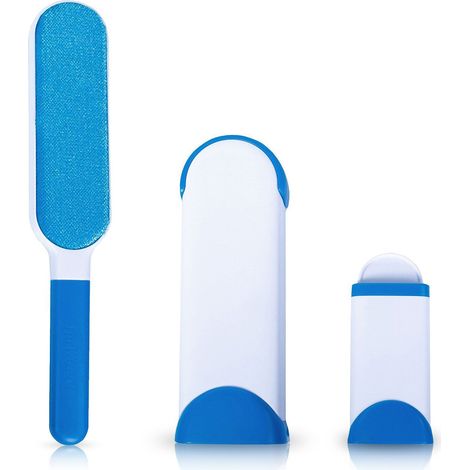 Brosse pour épiler les poils d'animaux - Brosse de nettoyage magique auto-nettoyante réutilisable pour épiler les poils d'animaux de compagnie pour enlever les poils de chien et de chat (Bleu) (1/5)