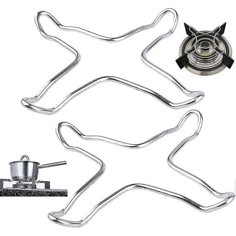 Lot de 2 supports universels en fonte pour plaques de cuisson à gaz, avec wok, pour cuisines, cafetières, fours et cuisinières à gaz. (1/4)