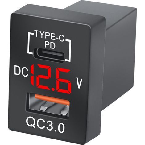 Nouveau Chargeur QC3.0 Chargeur de Voiture USB Prise PD Chargeur de Type-C avec VoltmèTre NuméRique Rouge LED pour Nouvelle Charge Rapide (1/4)