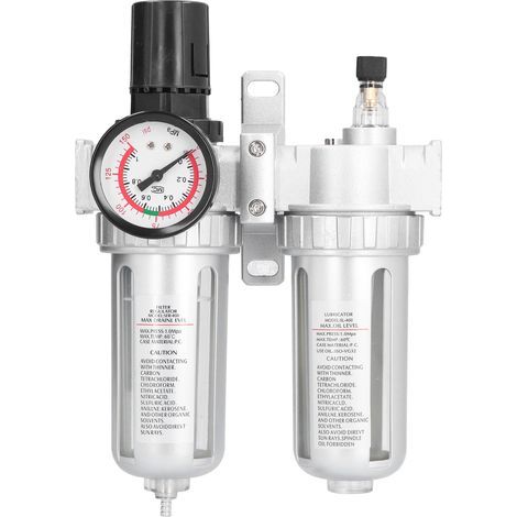 Luftfilterdruckregler-Set aus Aluminiumlegierung, Öl- und Wasserabscheider-Manometer-Kit für den Maschinenbau SFC400 (1/5)