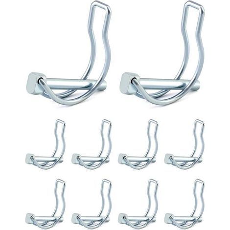 10 Pcs D-Shaped Locking Pins, Galvanized Carbon Steel Security Pins for Garden Lawns and Trailers - 6 x 45 mm (1/5)