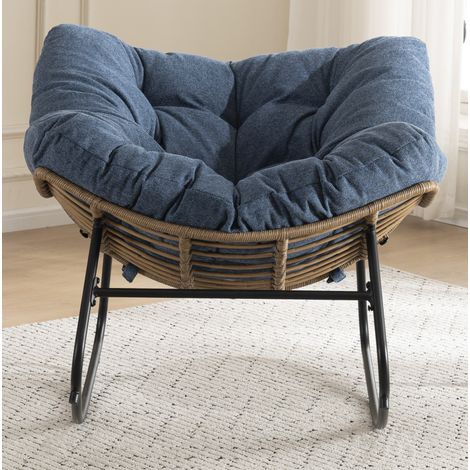 Mecedora 102x98x77 cm de chenilla azul, asiento cómodo para salón – MEUBLIV (1/5)