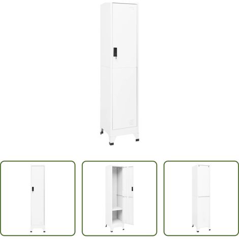 Armoire de rangement -  Armoire à casiers Blanc 38x45x180 cm Acier (1/5)