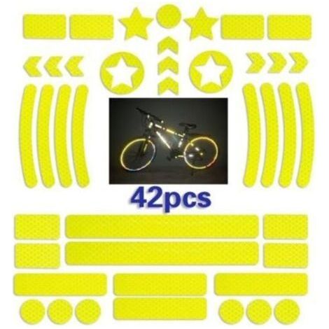 42 Pieces Reflective Bike Helmet Sticker, Self-Adhesive Bike Reflective Strip, Reflective Stickers for Bikes, Reflective Bike Sticker for Scooter (yellow) (1/5)