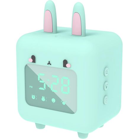 Réveil enfant Lapin, horloge numérique LED veilleuse garçon fille, volume réglable fonction snooze, cadeau anniversaire lumineux (1/5)