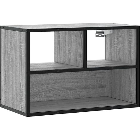 Meuble TV mural industriel design pratique 60 x 31 x 39,5 cm en bois sonoma gris (1/5)