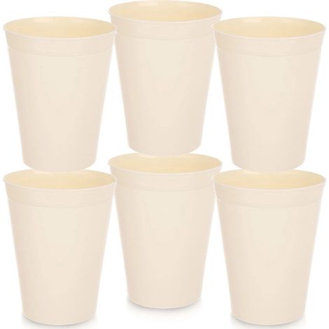 Plastic Mugs Set, Cream, 300 ml, 6 Pieces (1/5)