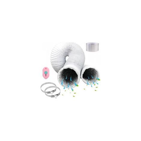 Tuyau d'évacuation 125mm Blanc PVC Aluminium Flexible Tuyau AluFlex climatiseur conduit ventilation pour climatiseur sèche-linge ventilateur d'extraction hotte aspirante ventilateur conduit, 2m