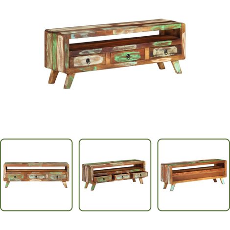 Bois de récupération - Meuble TV Multicolore 110x30x40 cm Bois massif de récupération (1/5)