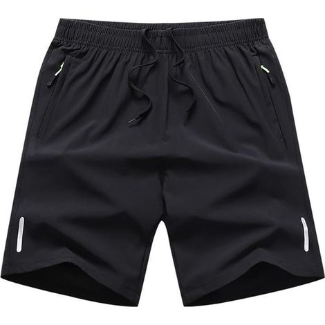 Men's breathable casual shorts, jogging pants for fitness, training, gym, running, basketball, beach, summer, solid color, black, gray, dark blue, L to 3XL (1/5)