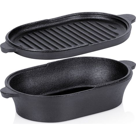 Cocotte en fonte avec couvercle 2 en 1 28 x 16 cm 12 l