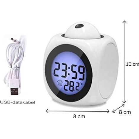 Radiosveglia con proiezione - Sveglia digitale - Orologio digitale - Bianco (1/5)