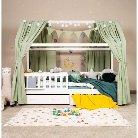 Alavya Home Set déco en 100% coton mousseline bio Certifié GOTS 125x350cm Khaki (1/5)