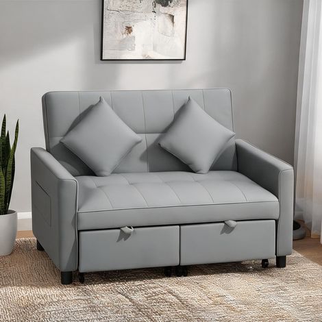 Canapé convertible coloris gris 140,5 x 90,5 x 89 cm (1/5)