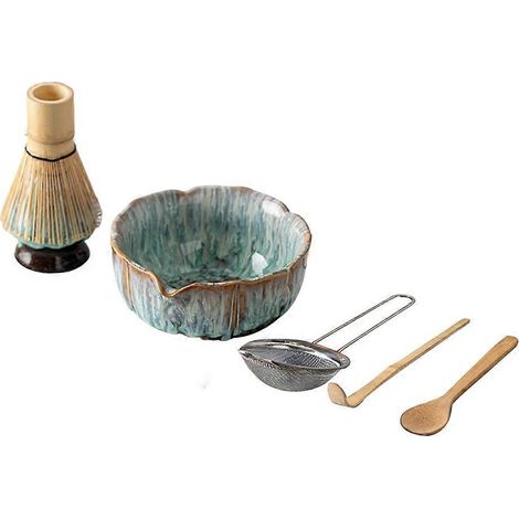 Coffret Matcha Petal 8 pièces, kit de matcha émaillé avec bol à matcha, fouet et ustensiles à bec verseur. Coffret cadeau de luxe artisanal pour la cérémonie. (1/5)