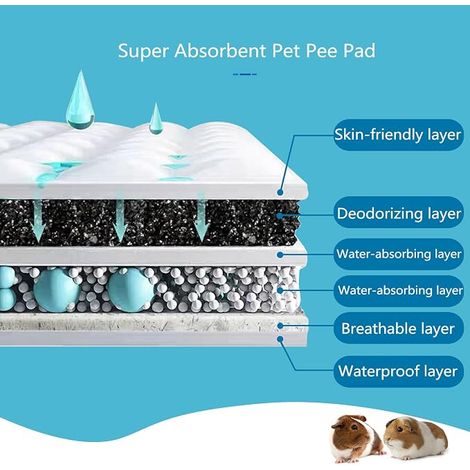 Guinea Pig Pads, Disposable Guinea Pig Cages, Rabbit Pee Pads for Hamster, Rabbit, Ferret, Chinchilla and Other Small Animals (45cm x 13cm) (1/4)