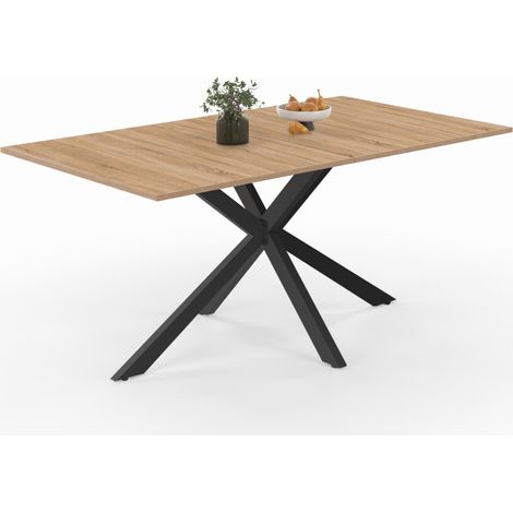 Idmarket – Table de salle à manger rectangle 160 cm – Pied araignée en métal noir – Capacité 8 personnes – Structure bois mélaminé