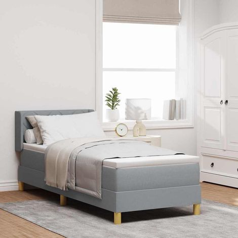 Cama con Somier con colchón Gris claro 80 x 200 cm tela (1/5)