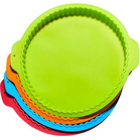 Comme le montre la photo, le matériau est : un grand moule à gâteau rond en silicone, un moule à pizza, un moule en silicone, un moule à œufs pour la cuisson au four. (1/5)