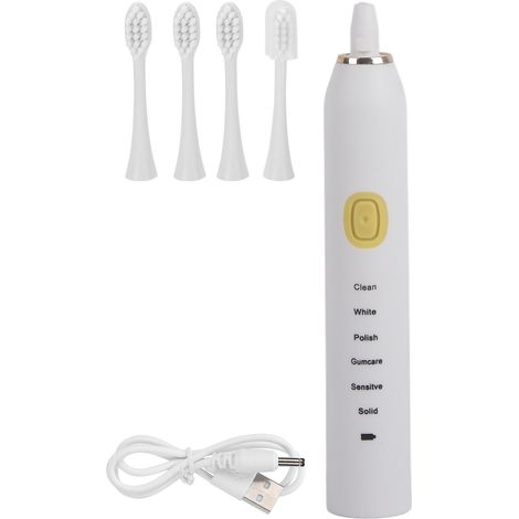 Brosse à dents électrique rechargeable pour adultes, blanchiment dentaire, nettoyage efficace, portable, blanche. (1/5)