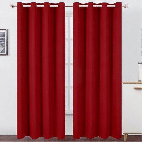 Rideaux Rouges 52x84 Pouces Occultants Lot de 2 Panneaux Anti-Lumière Thermo-Isolants pour Chambre, Voilage Épais (1/5)