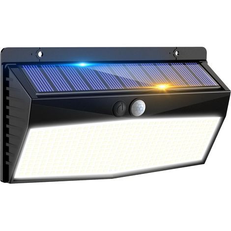 368LED Lumiere Exterieur Detecteur de Mouvement, 3 Mode Lampe Solaire Extérieur, Étanche Eclairage Exterieur pour Mural Jardin Outdoor Blanc Froid [Lot de 1] [Classe énergétique E] (1/4)