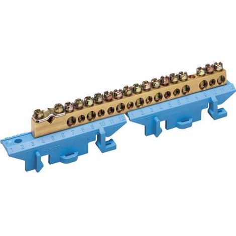 Borne en laiton 1x25² 8x10² 8x16² avec base de montage Couleur bleu HAGER KM17N (1/3)